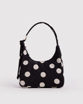 Mini Nylon Shoulder Bag - Black and Cream Polka Dot
