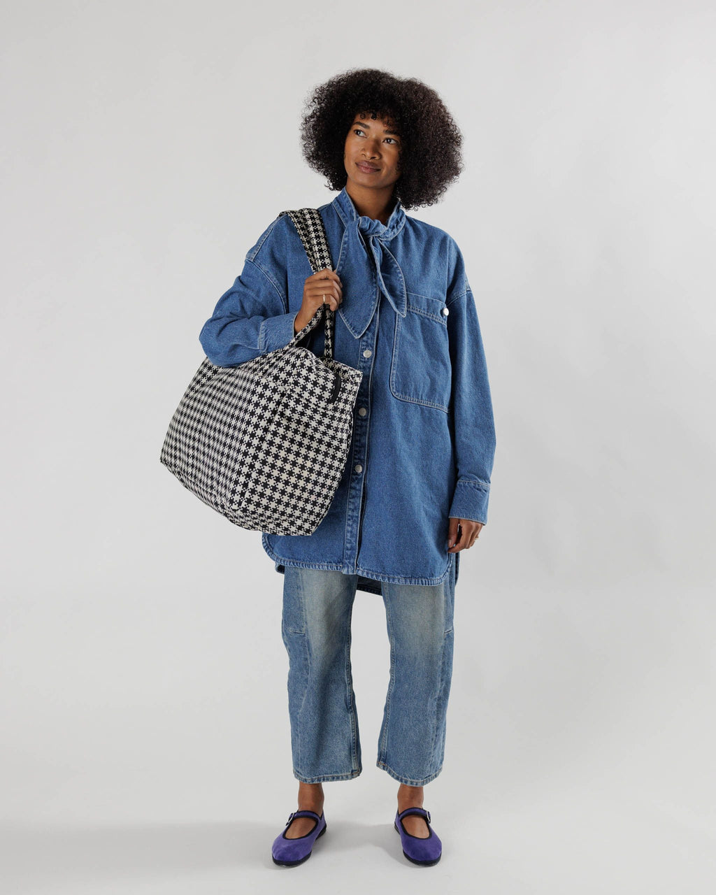 Cloud Carry-on - Black & White Pixel Gingham