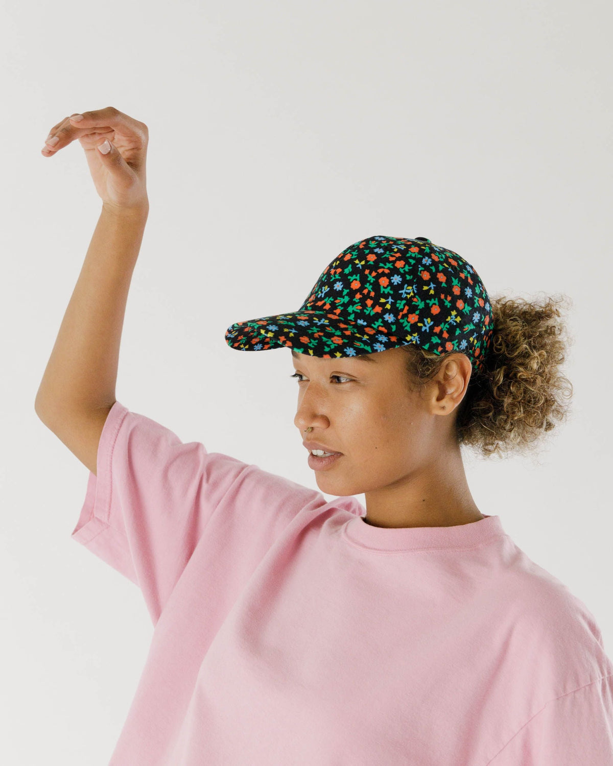 Baseball Cap - Black Calico Floral