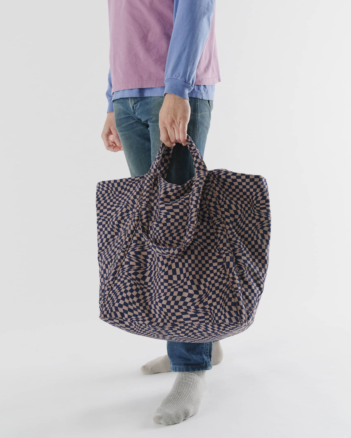 Travel Cloud Bag - Indigo Trippy Checker