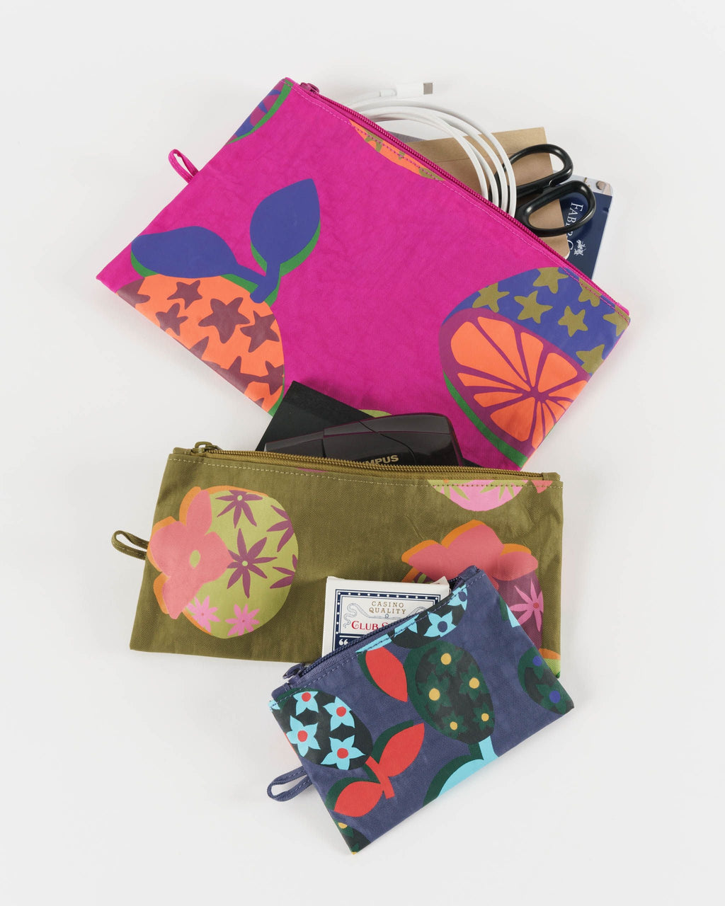 Flat Pouch Set - Collaged Fruit