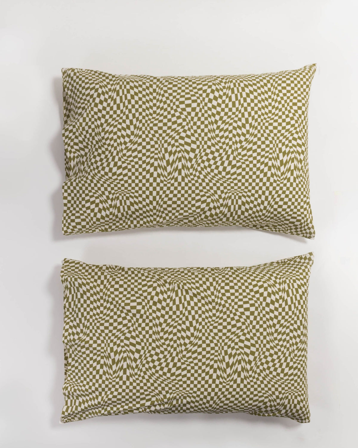 Pillow Case Set of 2 - Moss Trippy Checker