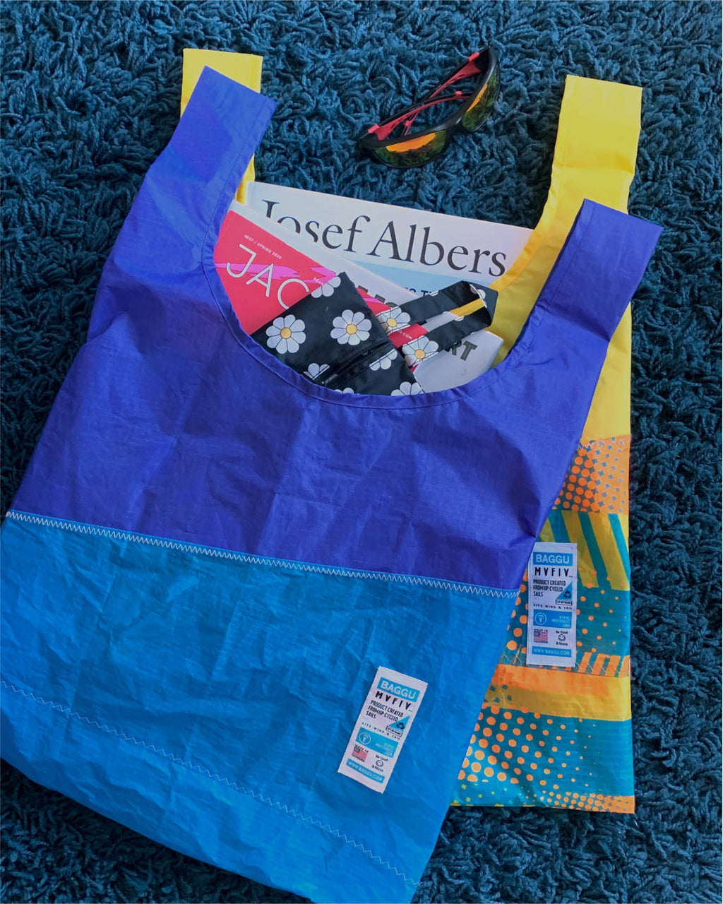 Upcycled Baggu - Blue Sail