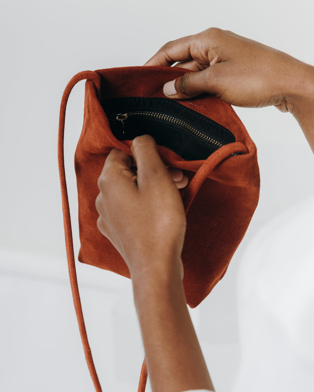 Cross Body Purse - Rust Suede