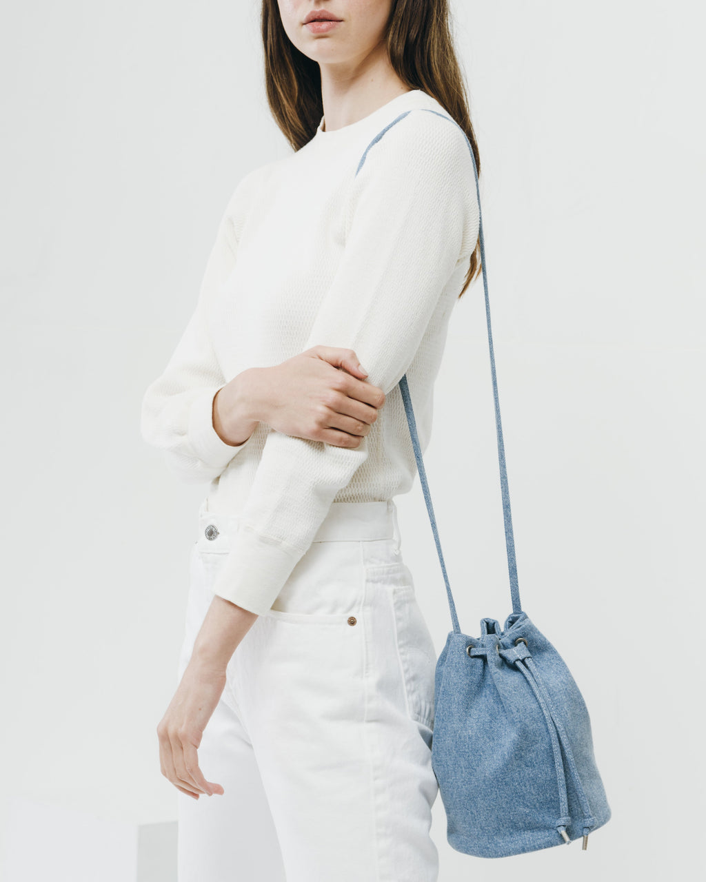Canvas Drawstring Purse - Washed Denim