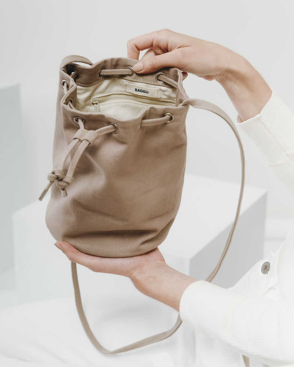 Canvas Drawstring Purse - Mushroom