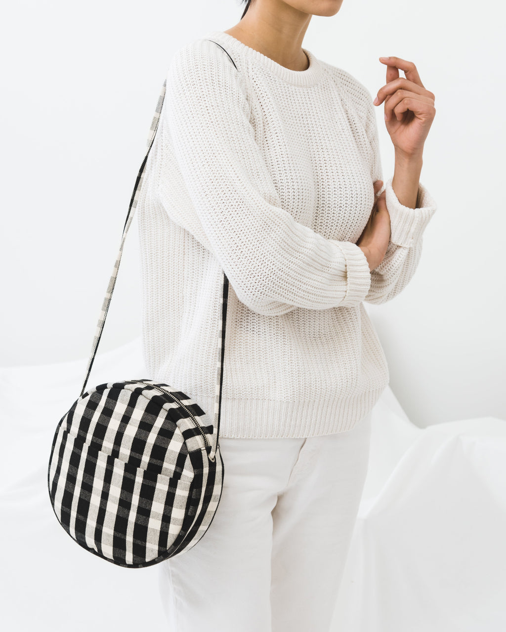 Medium Canvas Circle Purse - Plaid