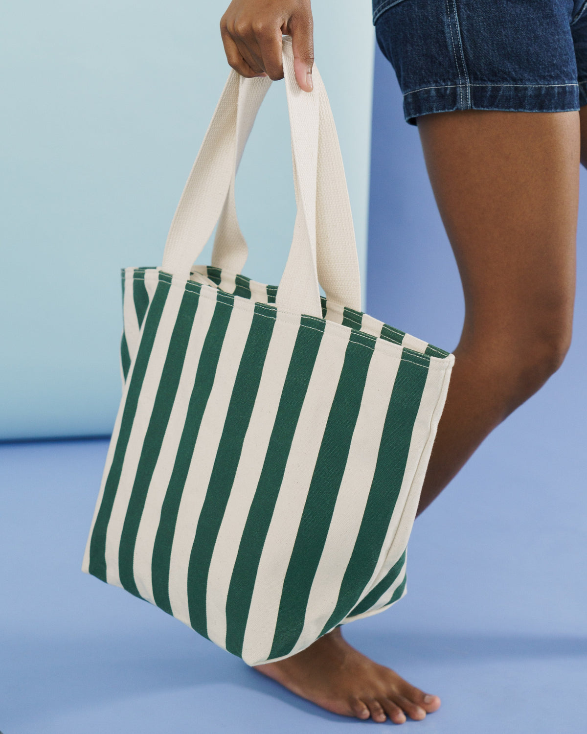 Canvas Zip Tote - Palm Stripe