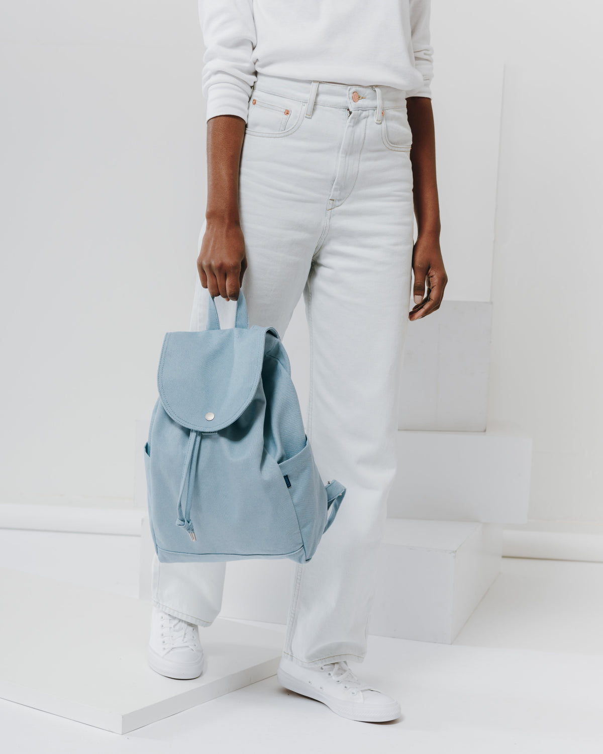 Drawstring Backpack - Washed Blue