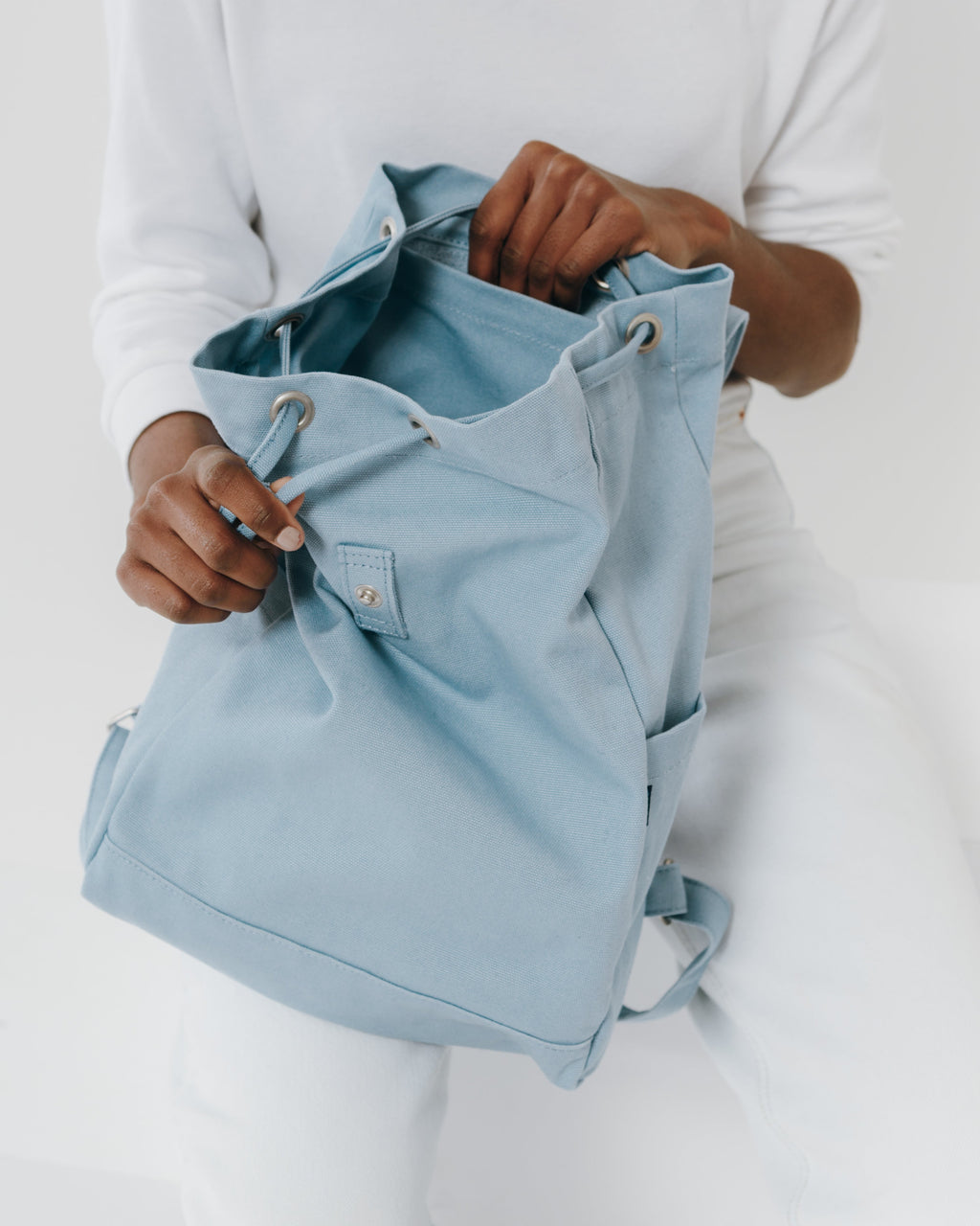 Drawstring Backpack - Washed Blue