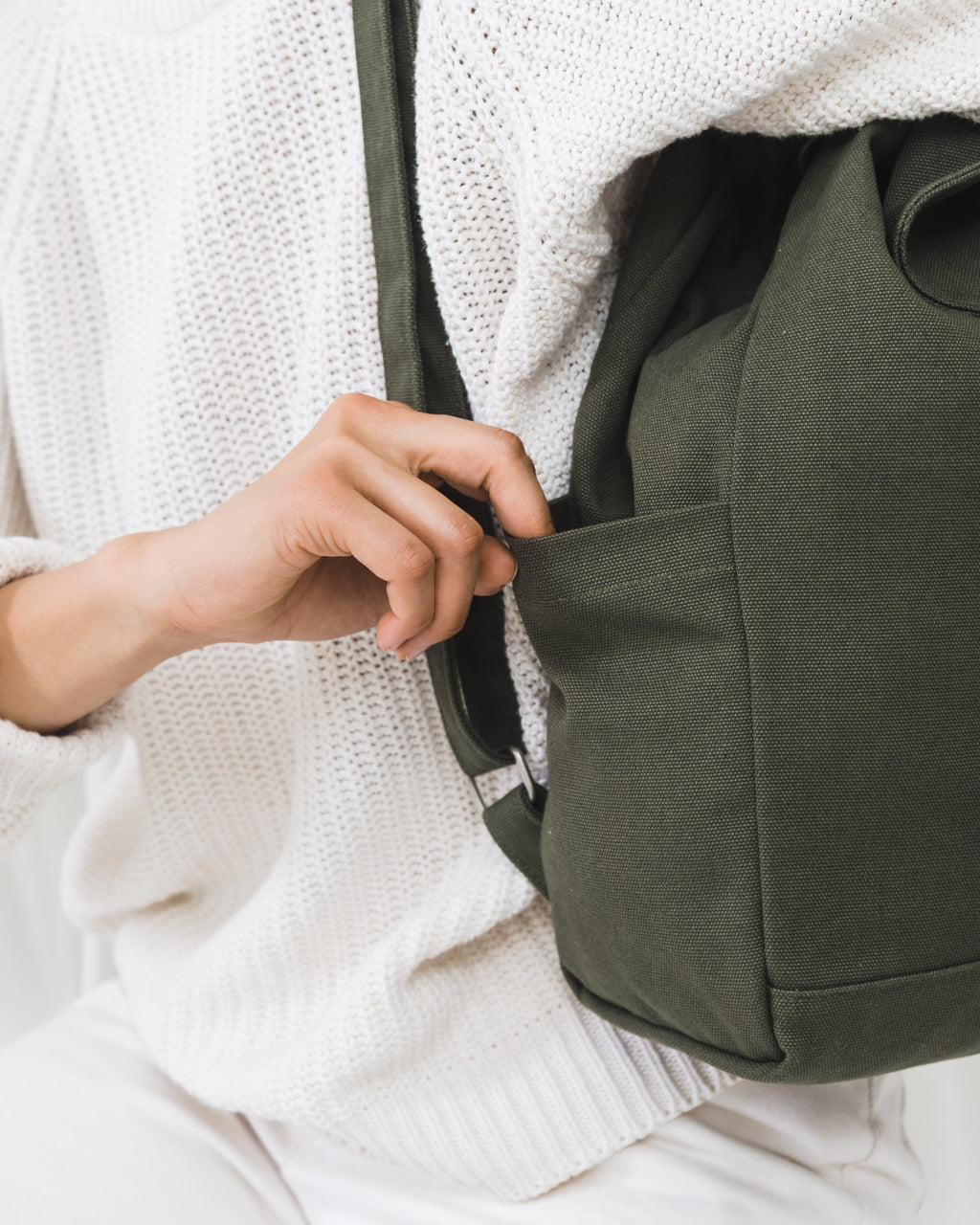 Drawstring Backpack - Dark Olive