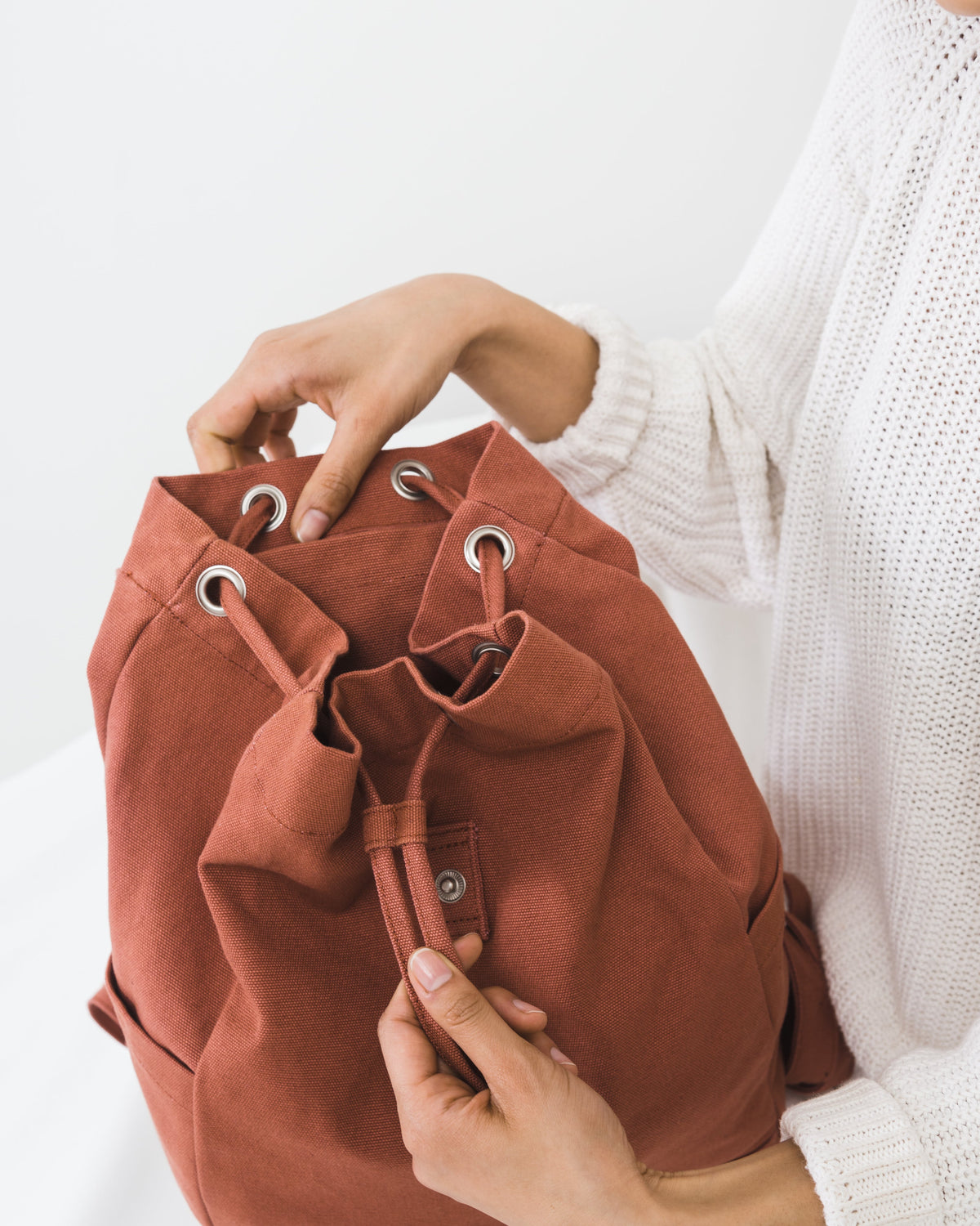 Drawstring Backpack - Terracotta