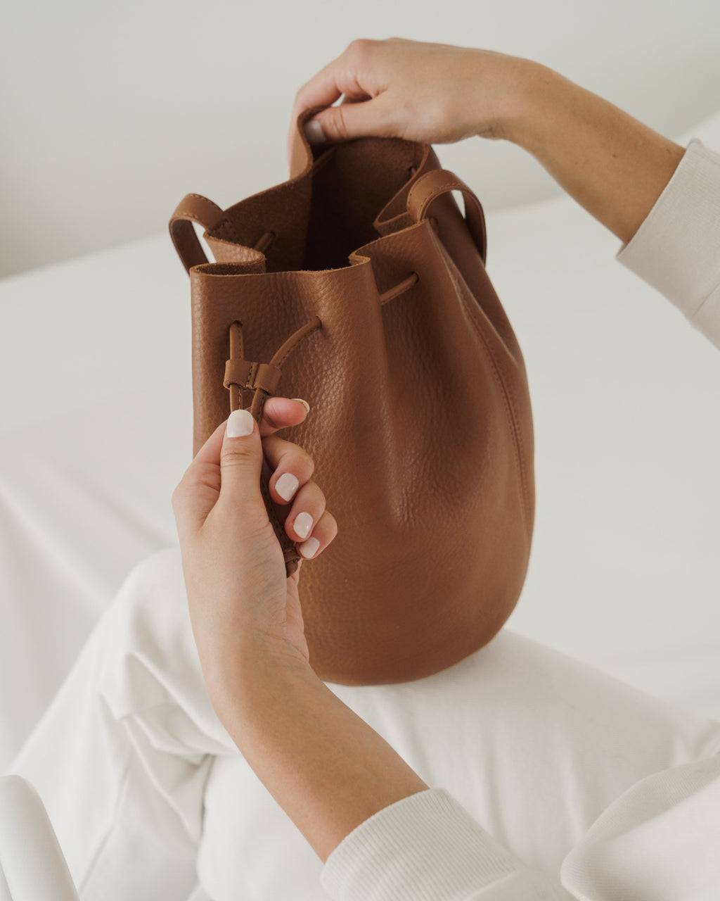 Drawstring Purse - Caramel