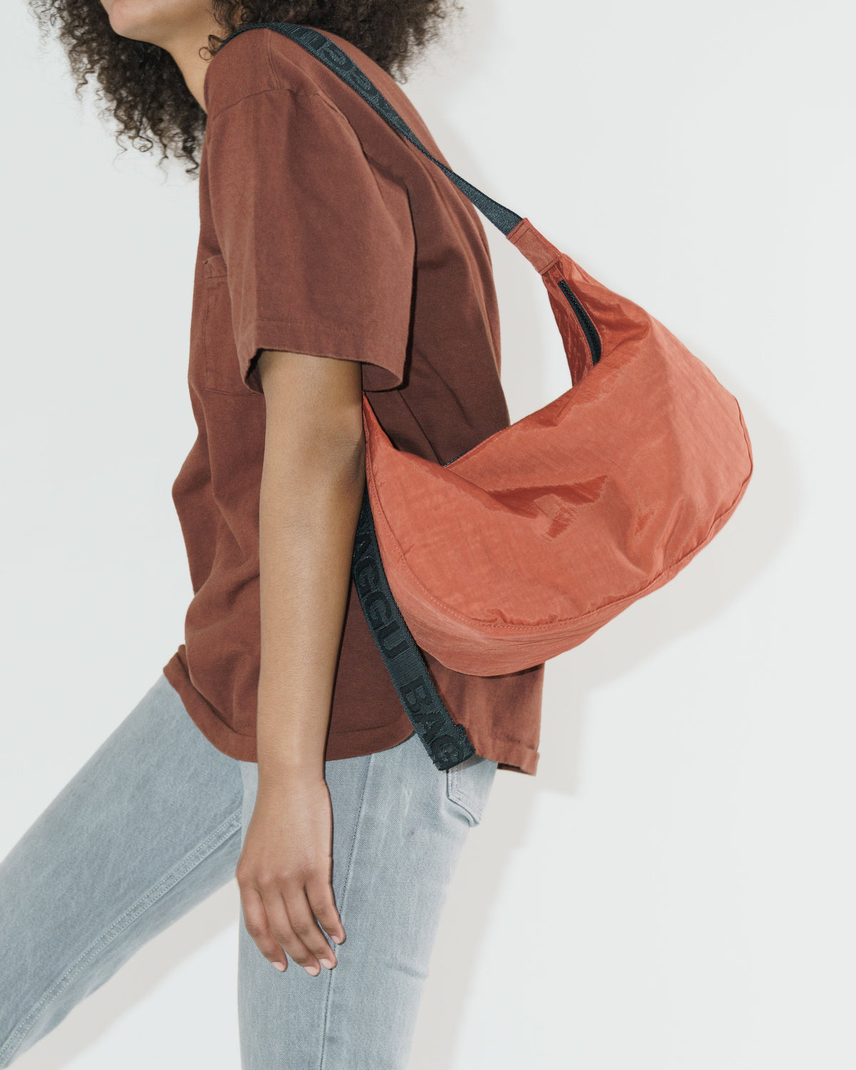 Medium Nylon Crescent Bag - Sienna