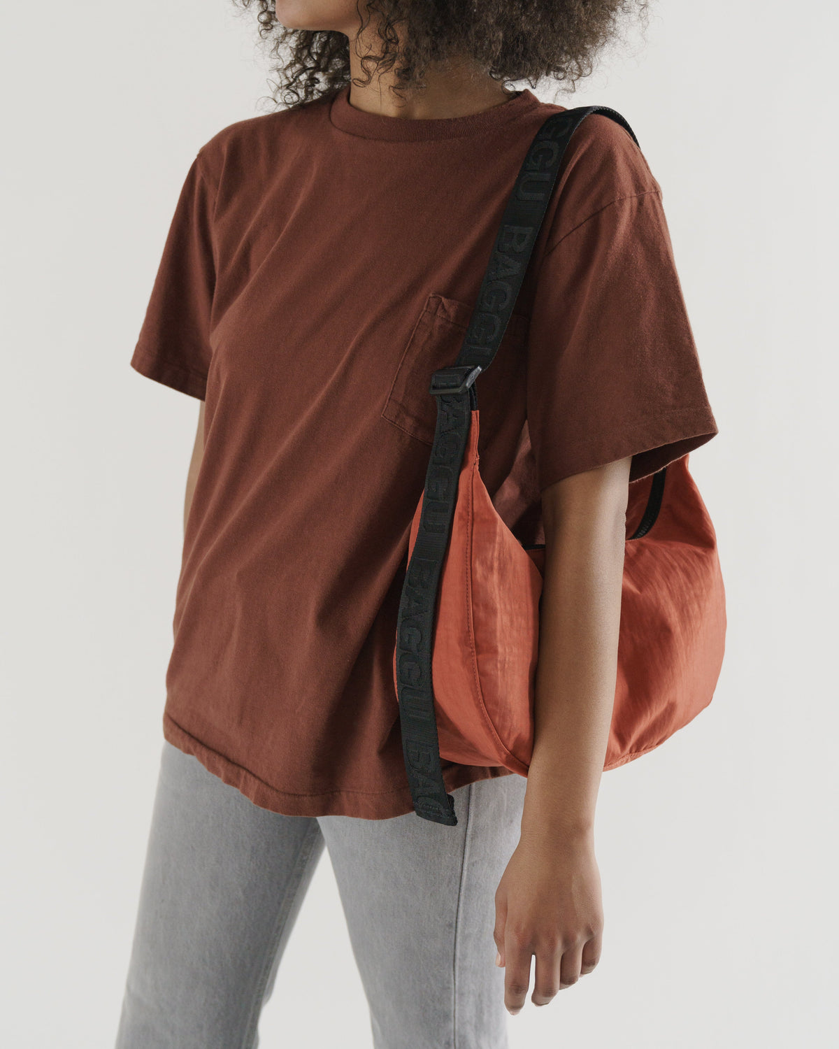 Medium Nylon Crescent Bag - Sienna