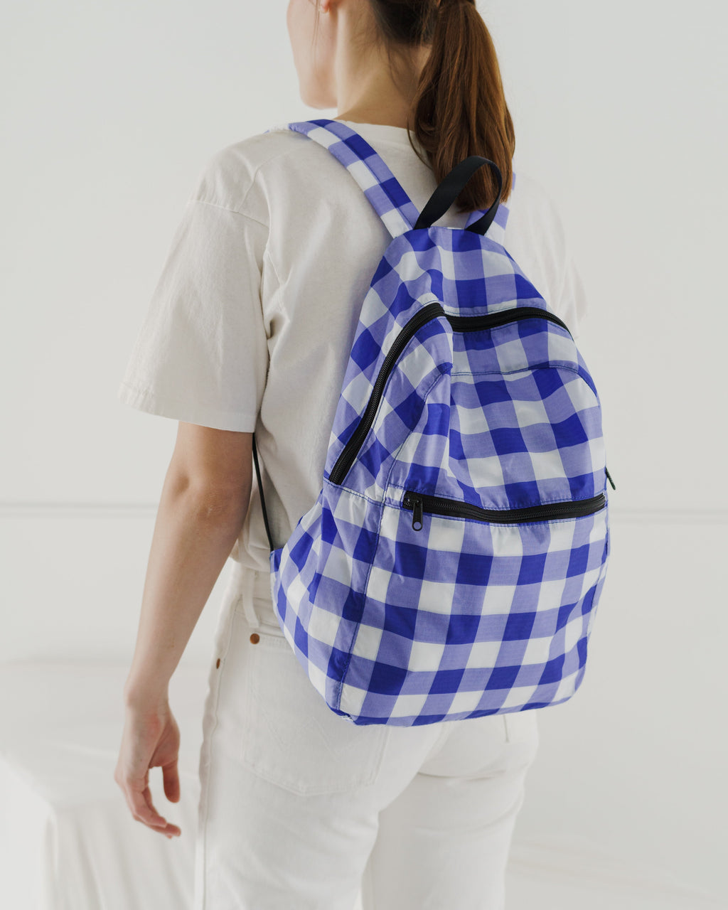 Packable Backpack - Big Check Blue