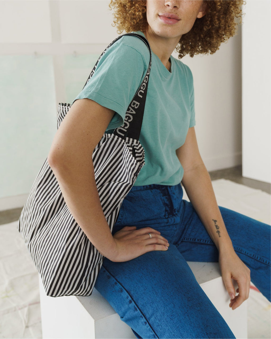 Ripstop Tote - Black and White Stripe