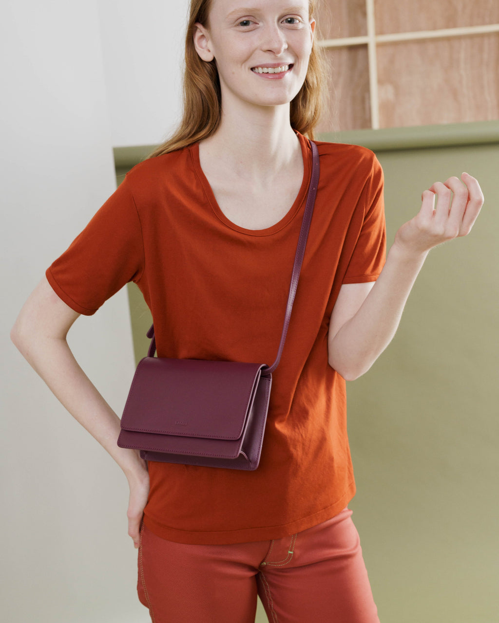 Small Structured Crossbody - Cranberry