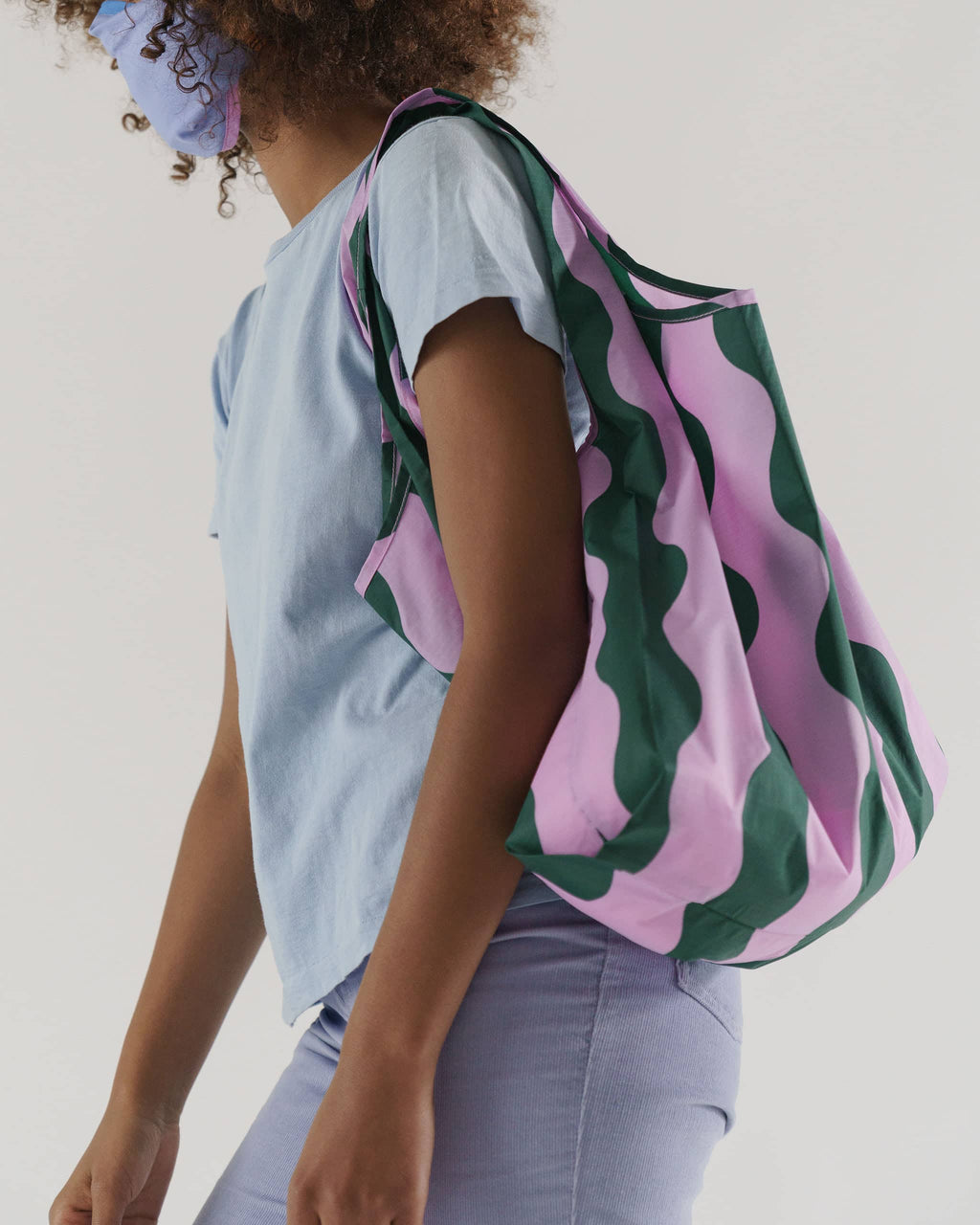 Standard Baggu - Pink and Green Wavy Stripe