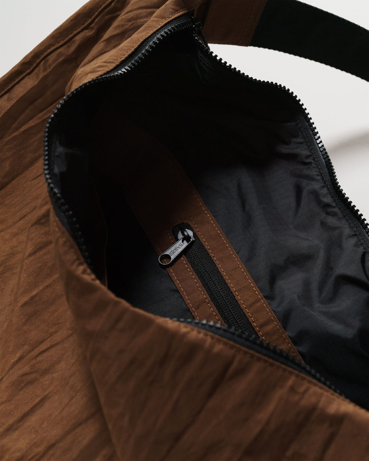 Large Nylon Crescent Bag - Brown