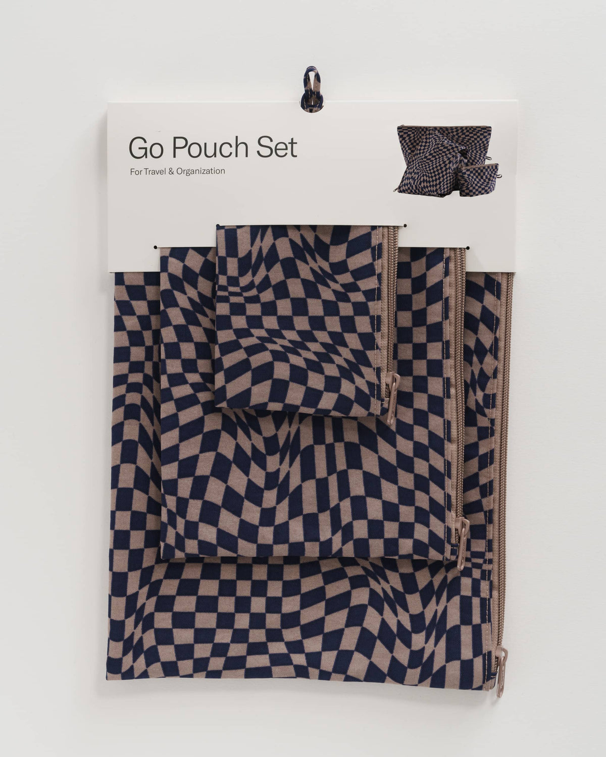 Go Pouch Set - Indigo Trippy Checker