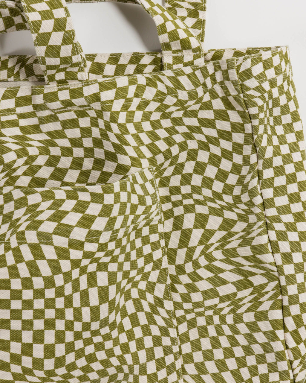 Giant Pocket Tote - Moss Trippy Checker