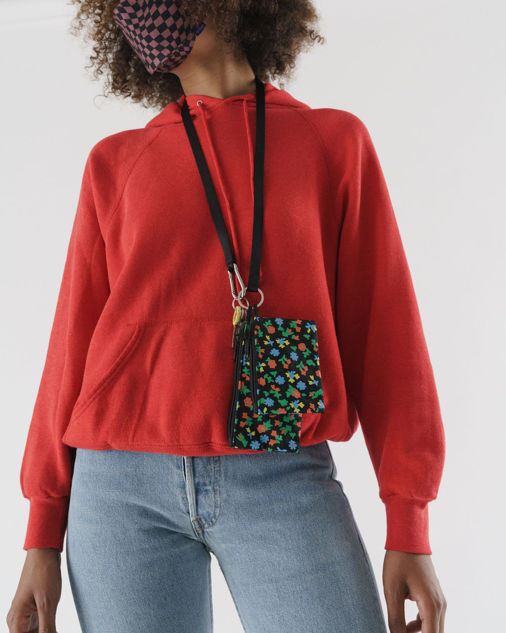 Lanyard Pouch Set - Black Calico Floral
