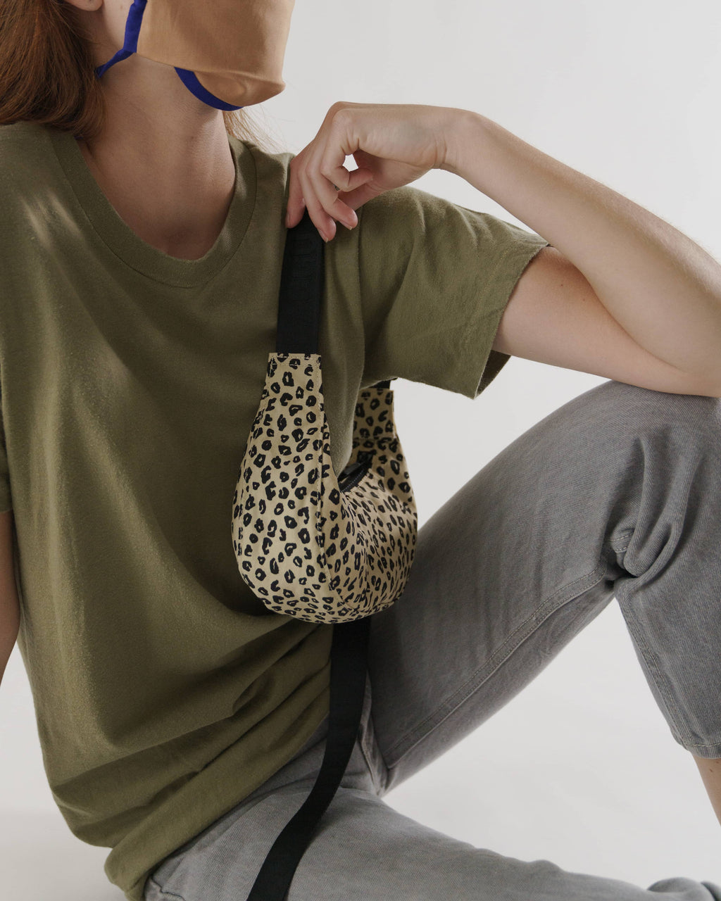 Mini Nylon Crescent Bag - Honey Leopard