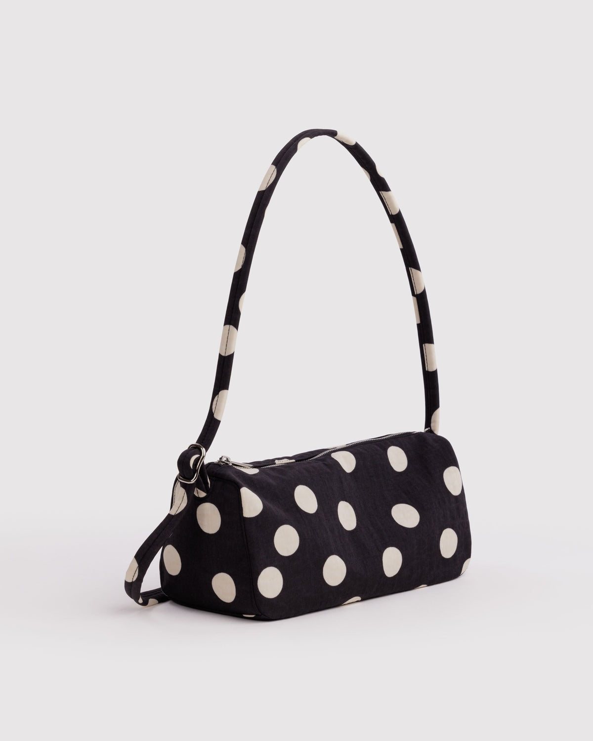 Nylon Loaf Bag - Black and Cream Polka Dot