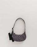 Mini Nylon Crescent Bag - Indigo Trippy Checker