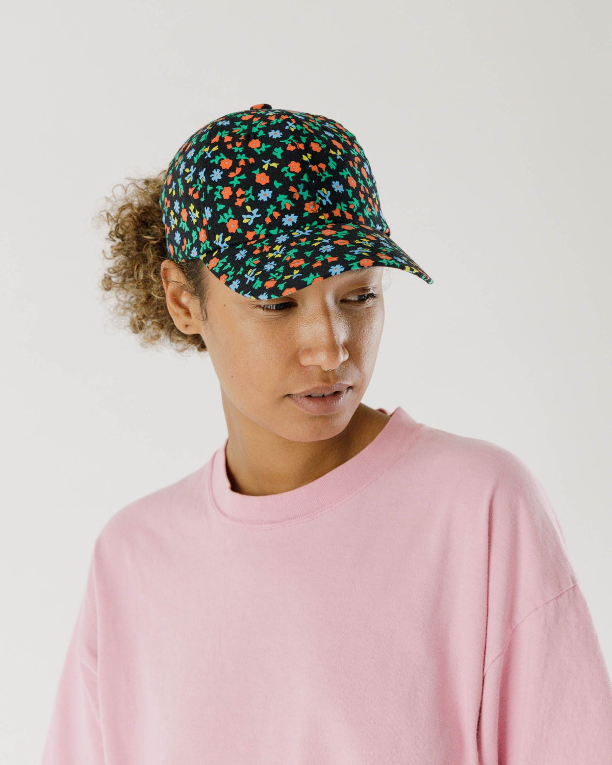Baseball Cap - Black Calico Floral